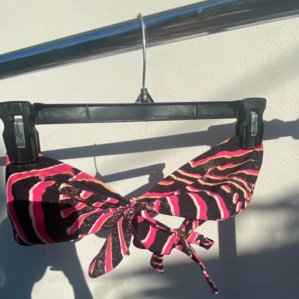 Body Glove Pink, Orange & Black Zebra Bandeau Bikini Top Size Small